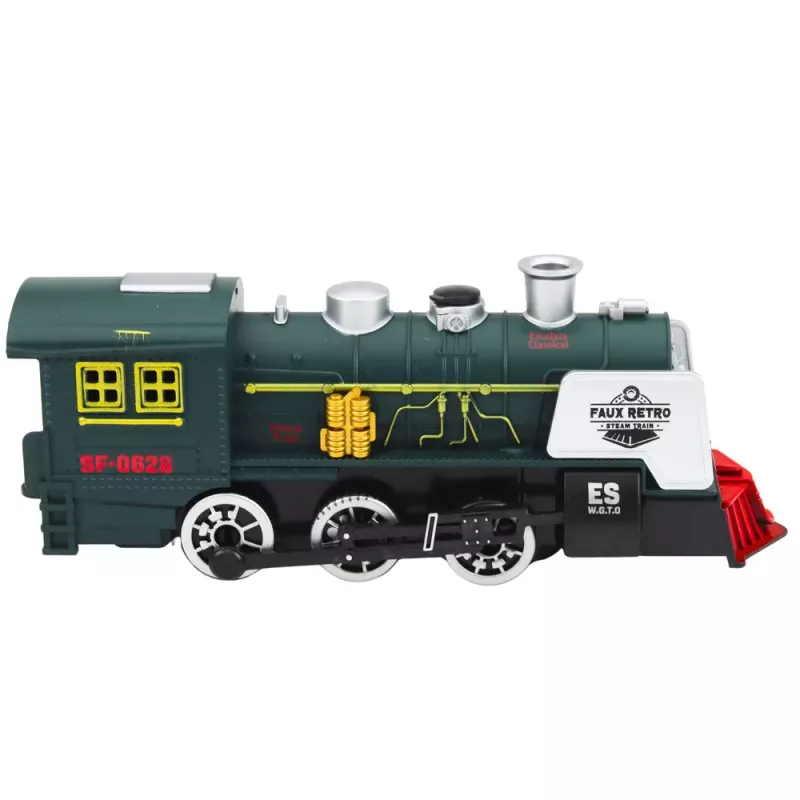 LEAN TOYS Classic Locomotive esteentunnistus savu valo ääni vihreä
