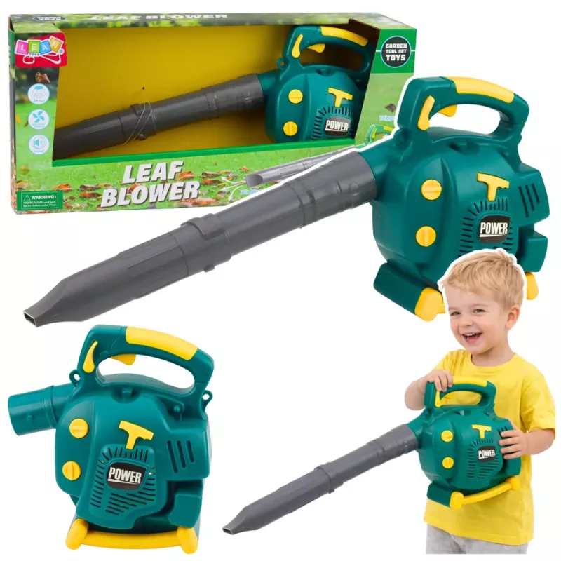 LEAN TOYS puutarhan lehtipuhallin lapsille, puhaltaa ääniä, vihreä
