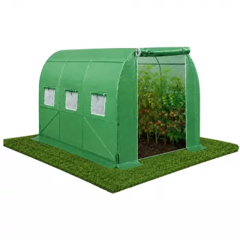 LEAN kasvihuone vihanneksille, vihreät UV-ikkunat, 3,5x2x2 m, 7 m²
