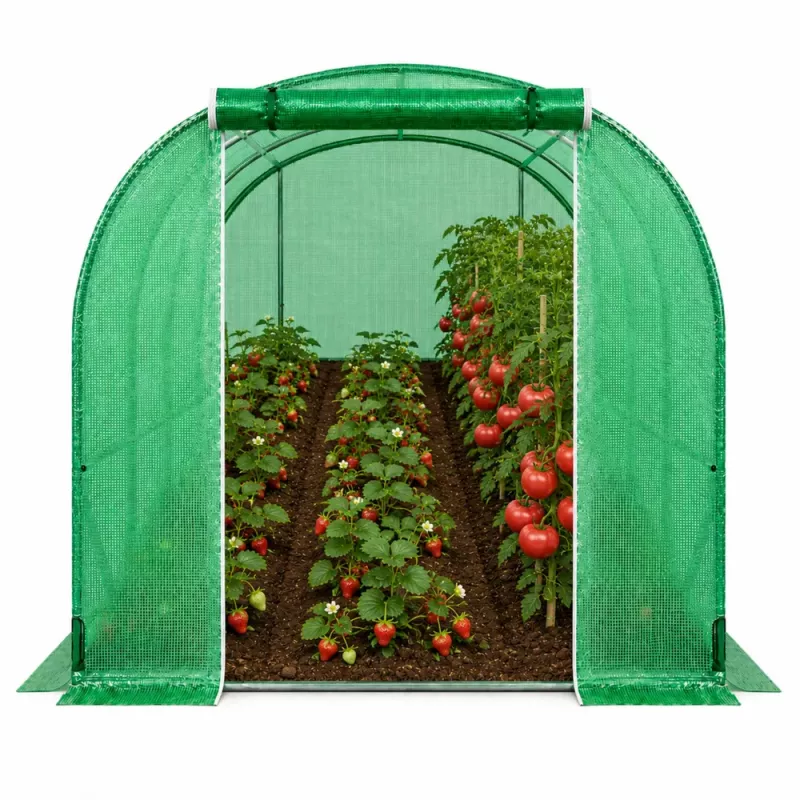 LEAN kasvihuone vihanneksille, vihreät UV-ikkunat, 3,5x2x2 m, 7 m²