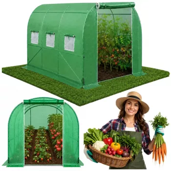 LEAN kasvihuone vihanneksille, vihreät UV-ikkunat, 3,5x2x2 m, 7 m²