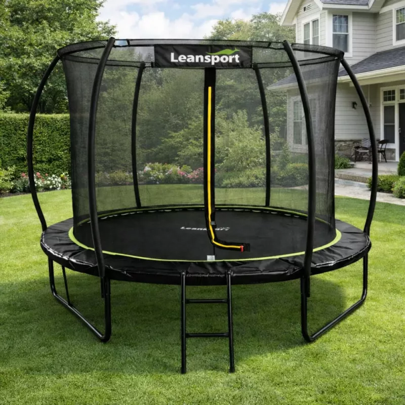 LEAN SPORT LEAN puutarhatrampoliini sisäverkolla, musta ja vihreä, 252CM 8FT
