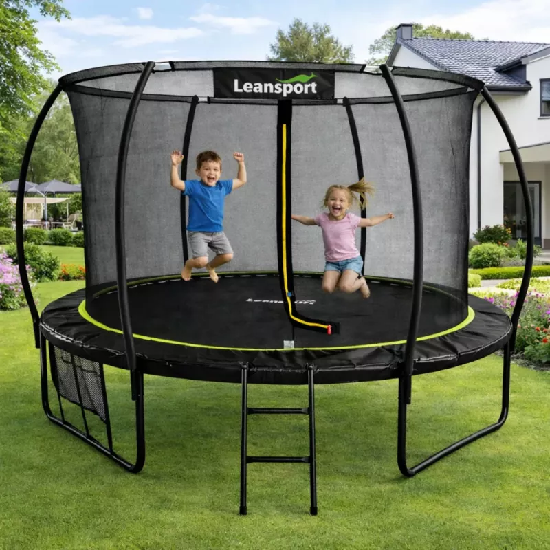 LEAN SPORT LEAN puutarhatrampoliini sisäverkolla, musta ja vihreä, 252CM 8FT