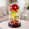 LEAN ikuinen ruusu lasikuvussa LED-valaistus punainen 21,5 x 11 cm