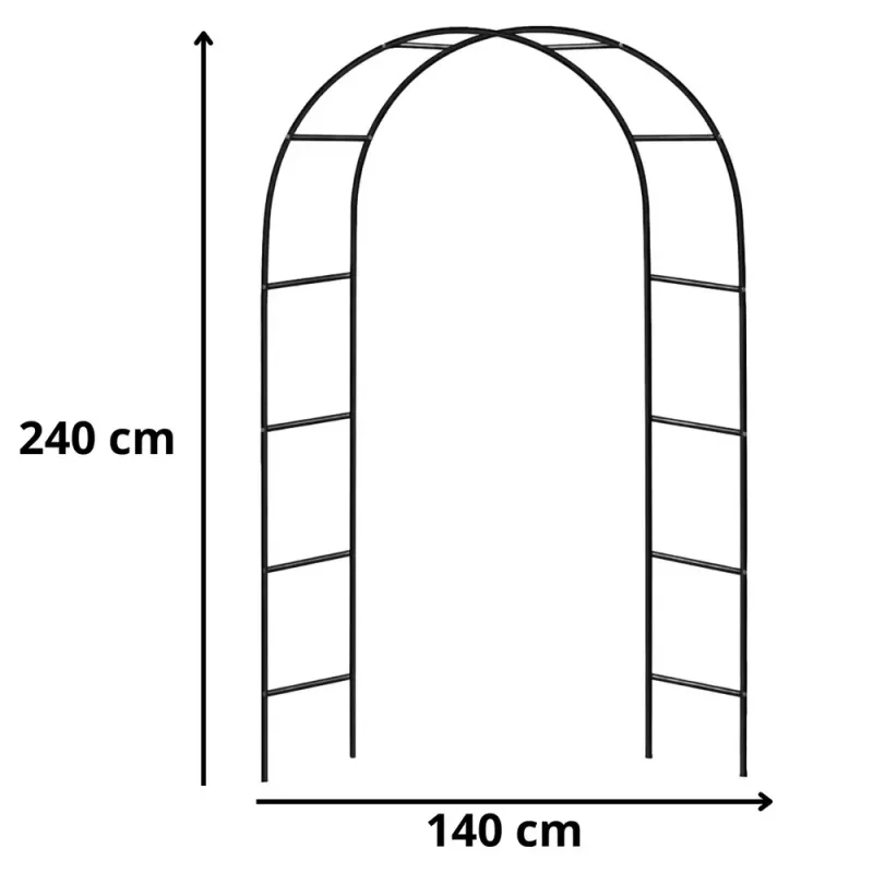LEAN metallinen puutarhaportti kasveille, kiipeilytuki, kaari 240x140 cm