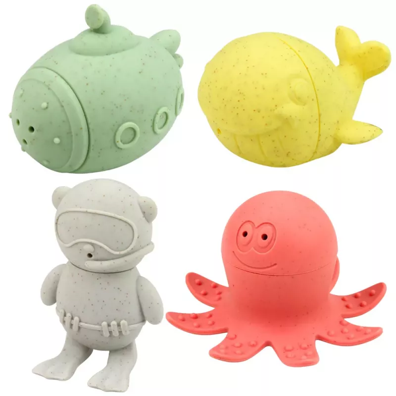 LEAN TOYS opetukselliset kylpykylpylelut sensoriset kumihahmot pastelli 4 kpl