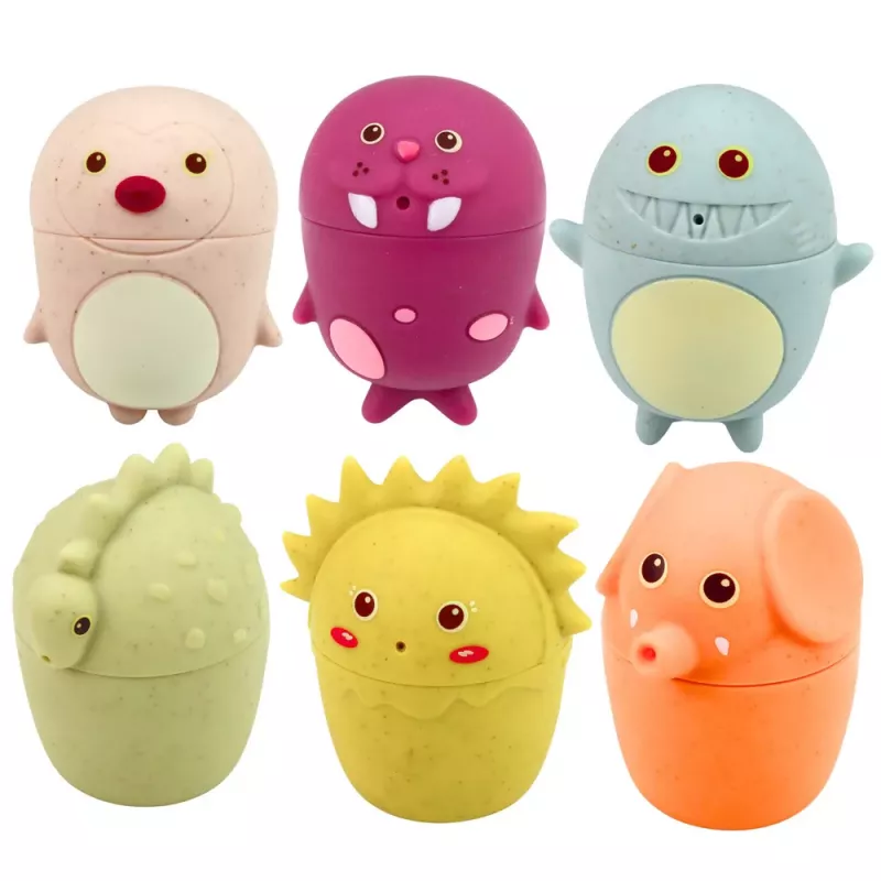 LEAN TOYS Educational Bath Toys Sensory Rubber Figures Pastel 6 kpl