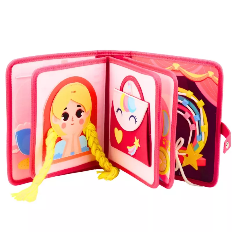 LEAN TOYS 3D huopa prinsessa pinkki sensorinen opetuskirja