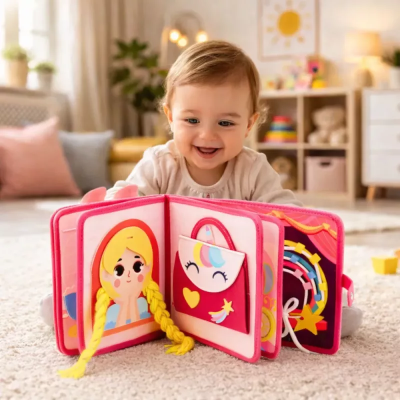 LEAN TOYS 3D huopa prinsessa pinkki sensorinen opetuskirja
