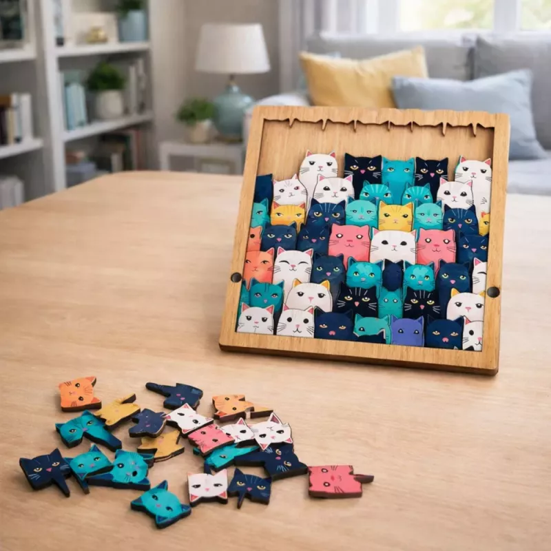 LEAN TOYS puinen palapeli kissanpennut oppimispeli palapeli kehyspussi 62 osaa