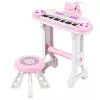 LEAN TOYS elektroninen piano-urut lapsille jakkaralla, mikrofonilla, MP3 - pinkki