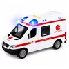 LEAN TOYS ambulanssi paareilla, veto, valot, äänet, valkoinen, 1:10