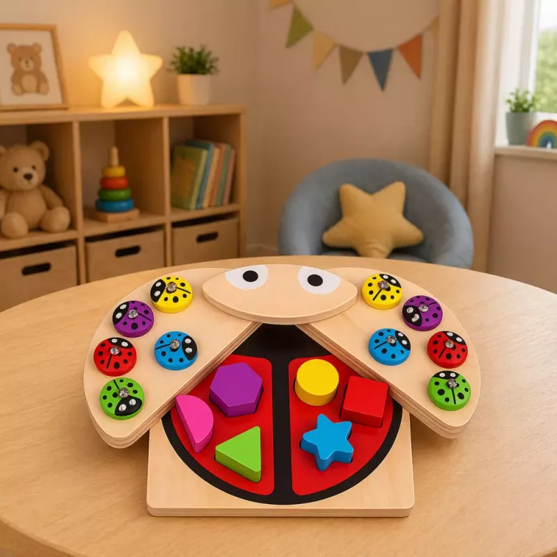 LEAN TOYS puinen leppäkertun pyydystyspeli, opetuspuzzle, leppäkerttulajittelija