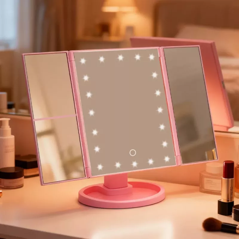 LEAN LED-meikkipeli taittuva suurentava kosketuskäännettävä pinkki