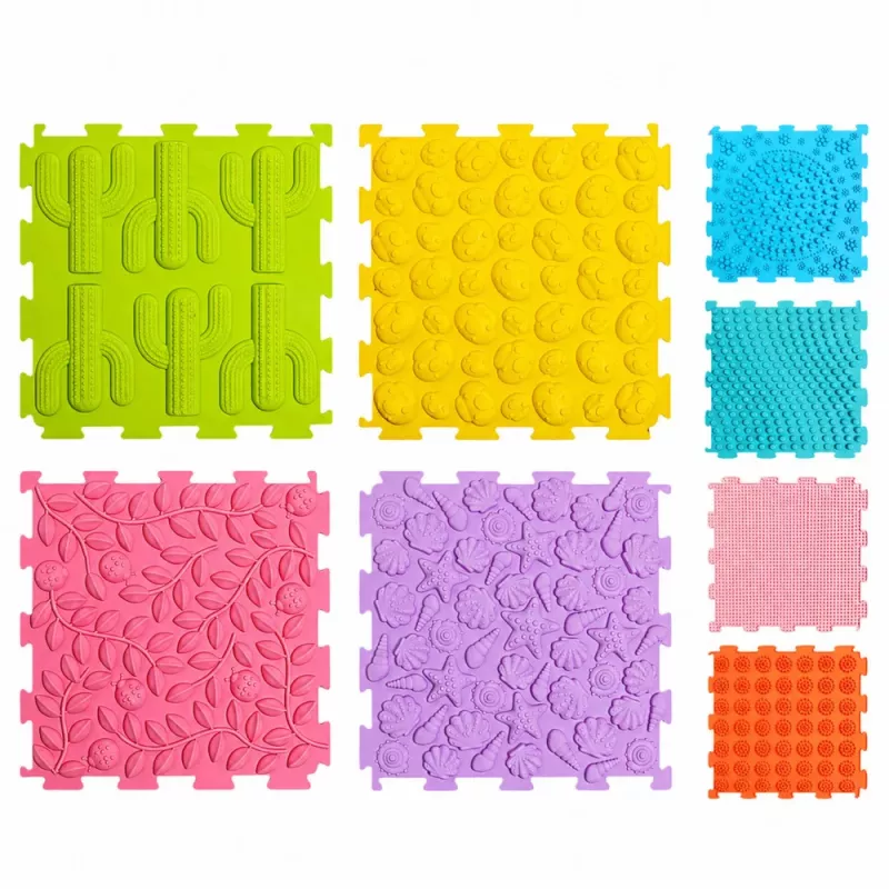 LEAN TOYS sensorinen silikonipalapeli sensorinen polku värikäs 25 cm 12 kpl