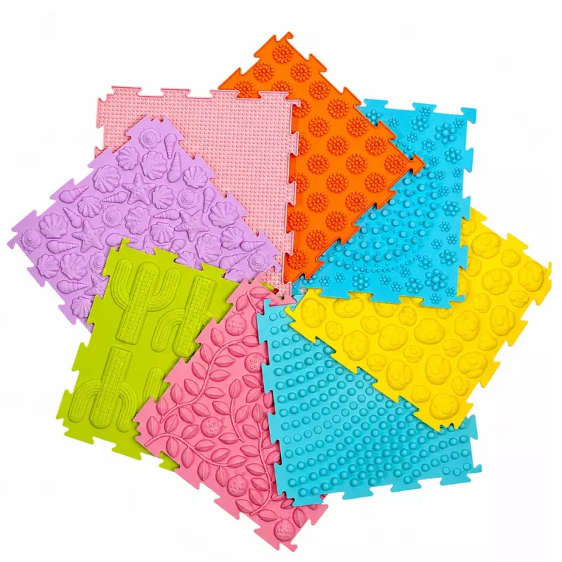 LEAN TOYS sensorinen silikonipalapeli sensorinen polku värikäs 25 cm 12 kpl