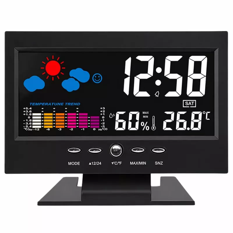LEAN Digital Clock sisälämpömittarilla ja hygrometrillä LED-sääasema