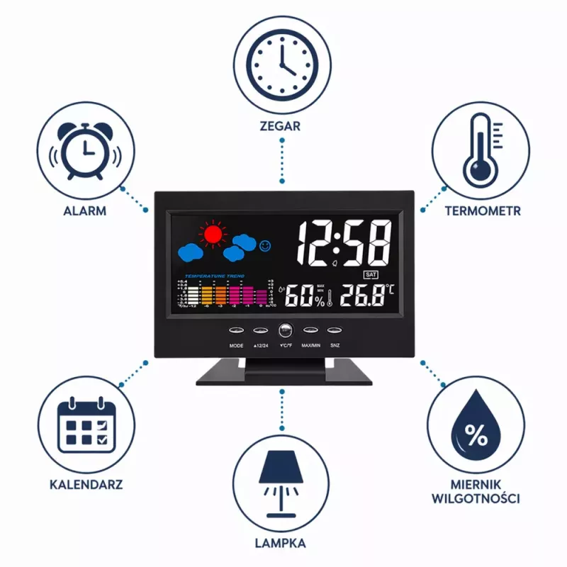 LEAN Digital Clock sisälämpömittarilla ja hygrometrillä LED-sääasema