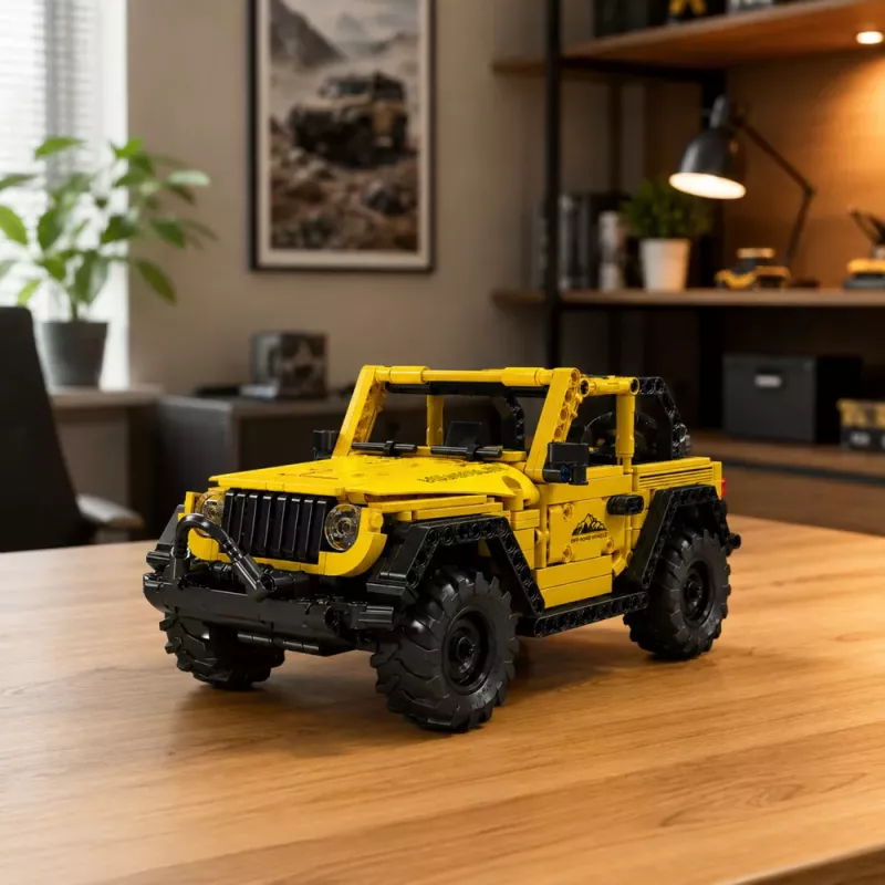 LEAN TOYS rakennuspalikat auto off-road-ajoneuvo Wrangler keltainen 746 osaa
