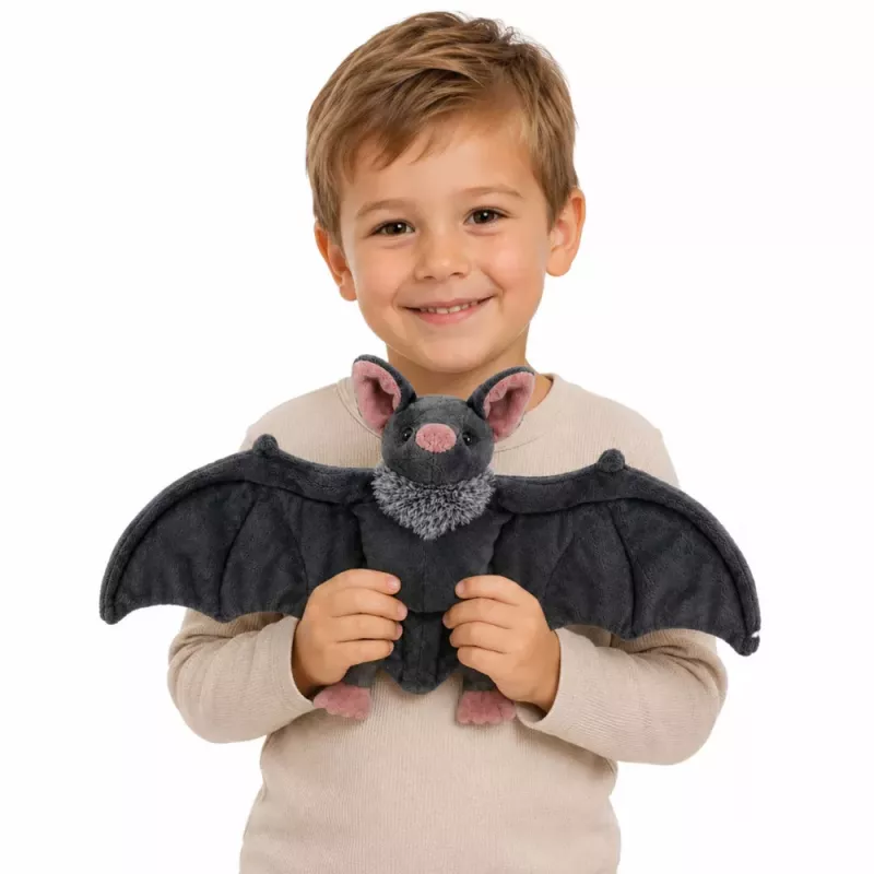 LEAN TOYS pehmolelu lepakko taitettavilla siivillä harmaa 57 cm