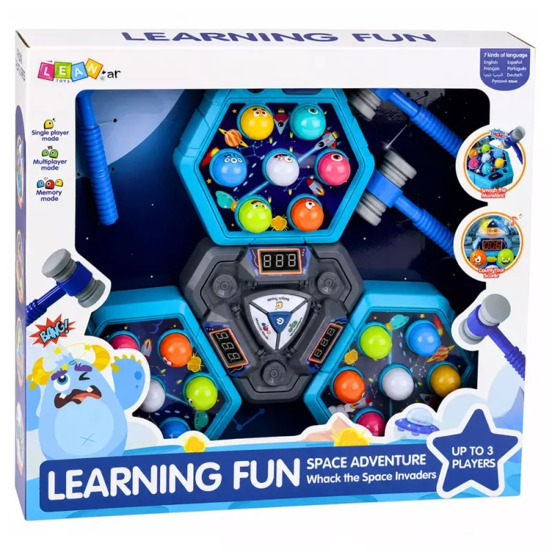 LEAN TOYS whack-a-mole olennot arcade-peli 3 pelaajalle, 3 tilaa, hehkuvat vasara