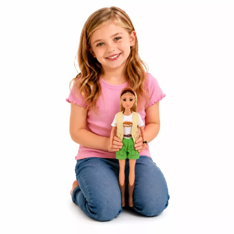 LEAN TOYS Anlily matkailijanukke koiran ja repputarvikkeiden kanssa