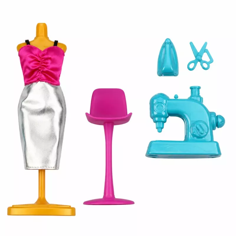 LEAN TOYS Anlily vaatesuunnittelija ompelukone ja mallinukke