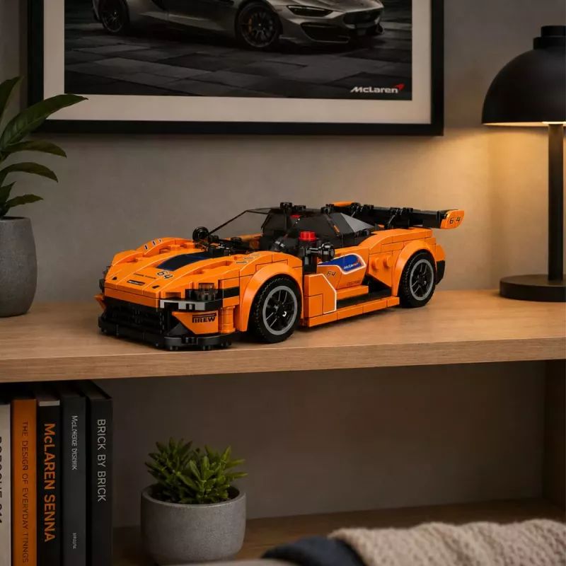 LEAN TOYS rakennuspalikat urheiluauto oranssi vitriini 423 kpl
