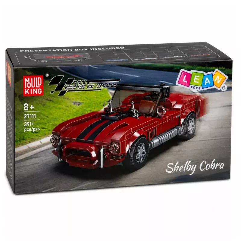 LEAN TOYS rakennuspalikat klassikkoauto S.Cobra punainen vitriini 391 kpl