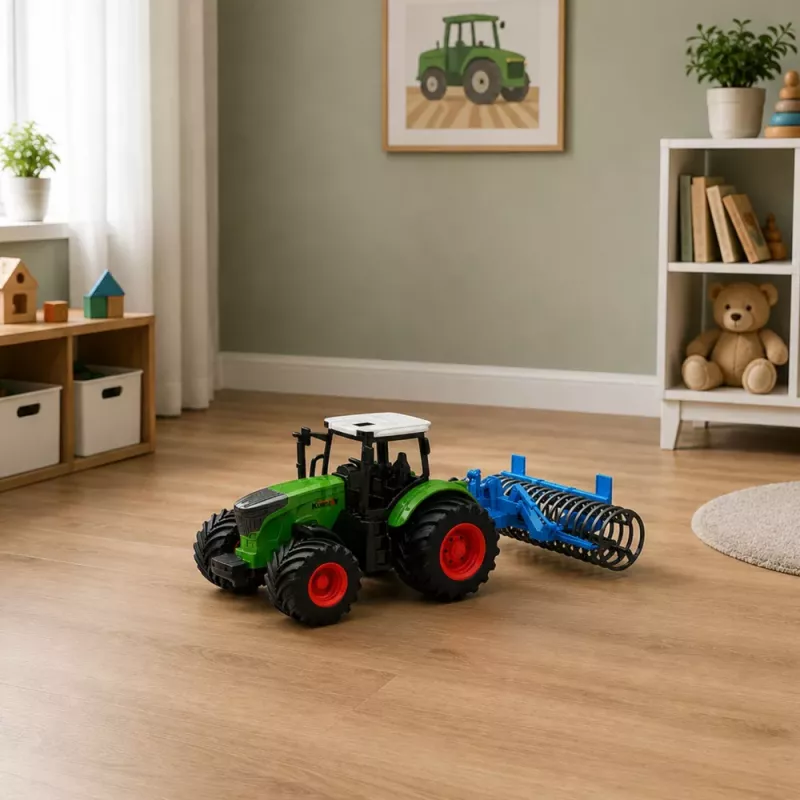 LEAN TOYS maatalouden tilatraktori jyrällä vihreä 1:24