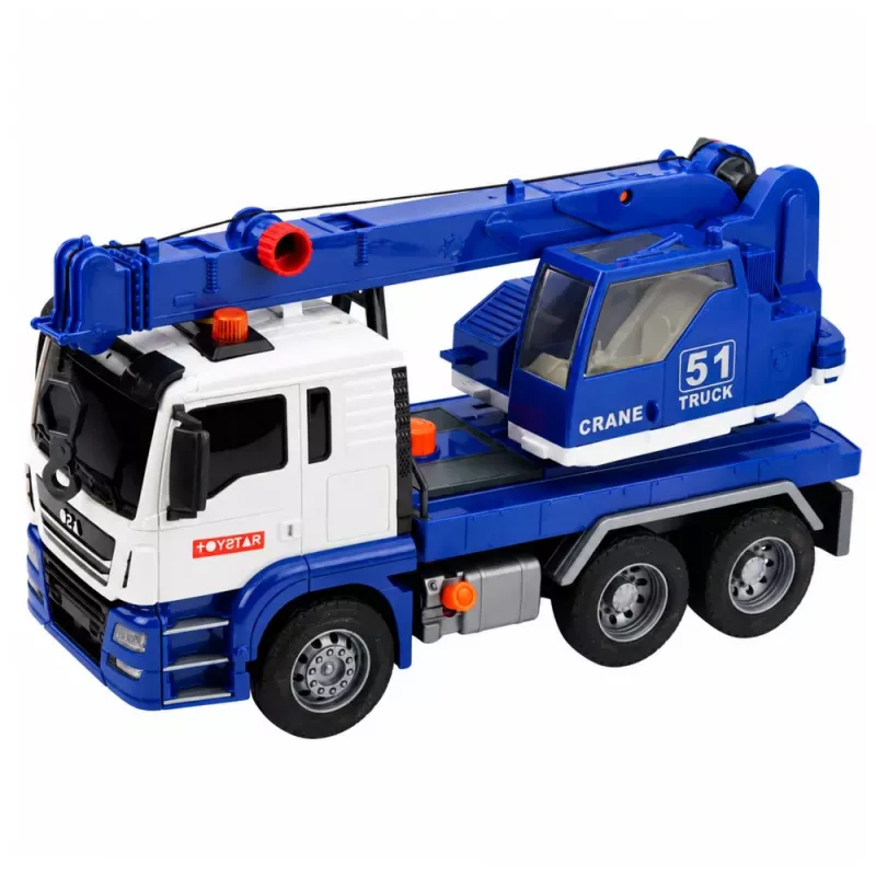 LEAN TOYS rakennusnosturiauto säädettävillä valoilla ja äänillä - sininen