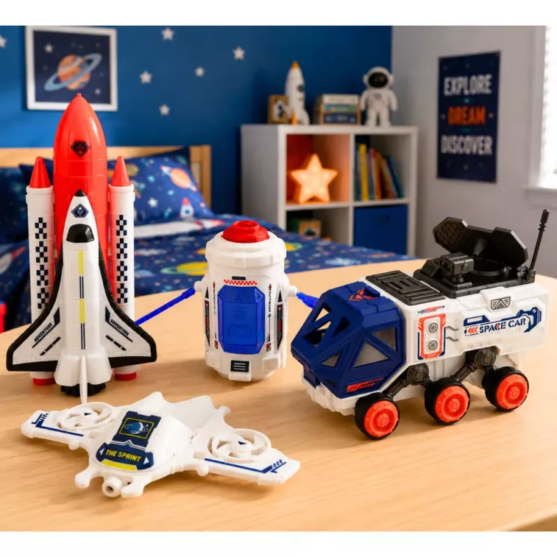 LEAN TOYS avaruussetti raketti sukkula drooni astronautti satelliitti ajoneuvo