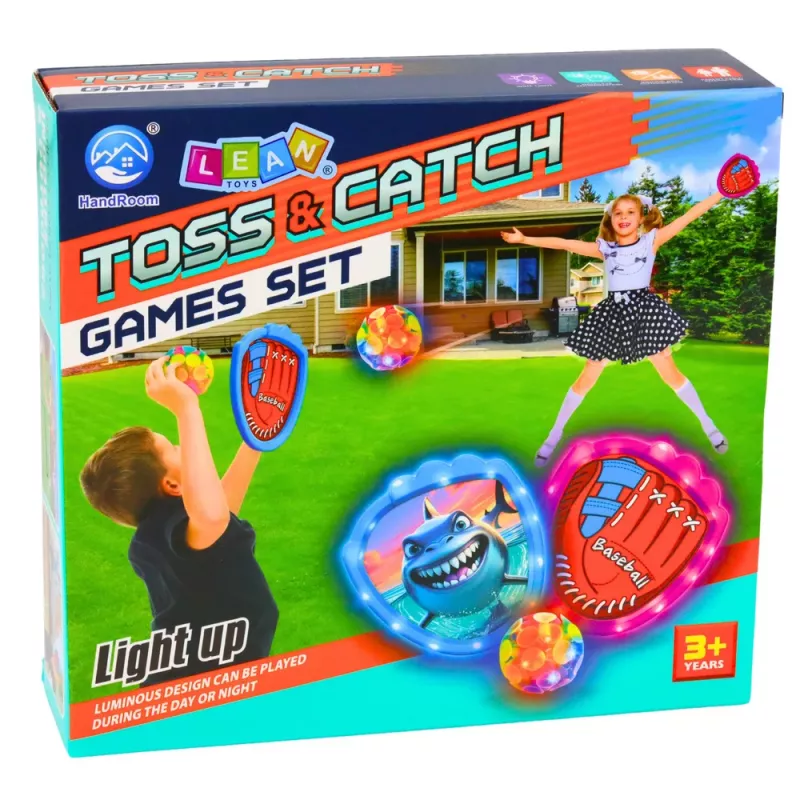 LEAN TOYS arcadepeli heittämiseen, kiinniottoon, maila, valopallot, LED-hai