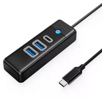 ORICO USB-C - 2x USB 3.0 + USB-C -keskitin, 5 Gbit/s, 0,15 m, musta