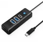 ORICO USB-C - 2x USB 3.0 + USB-C -keskitin, 5 Gbit/s, 0,15 m, musta