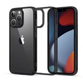 iLike Apple iPhone 13 Pro Max Fusion -kotelo kova kuori geelireunuksella läpinäkyvä musta