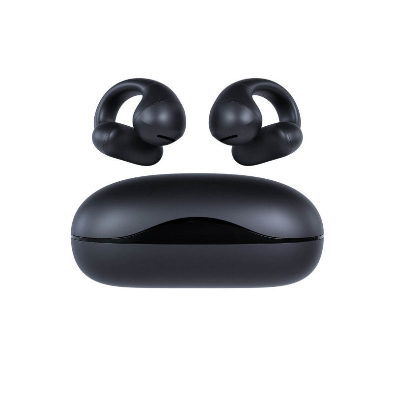 Happy Plugs Clip langattomat Open-Ear Clip-On -nappikuulokkeet (musta)