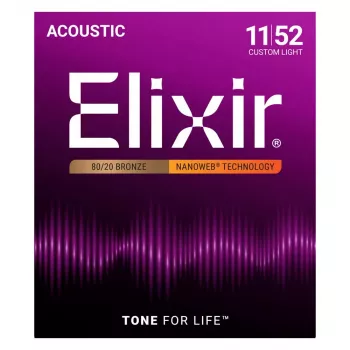 Elixir Strings 11027 Custom Light NANOWEB akustisen kitaran kielet (11-52)