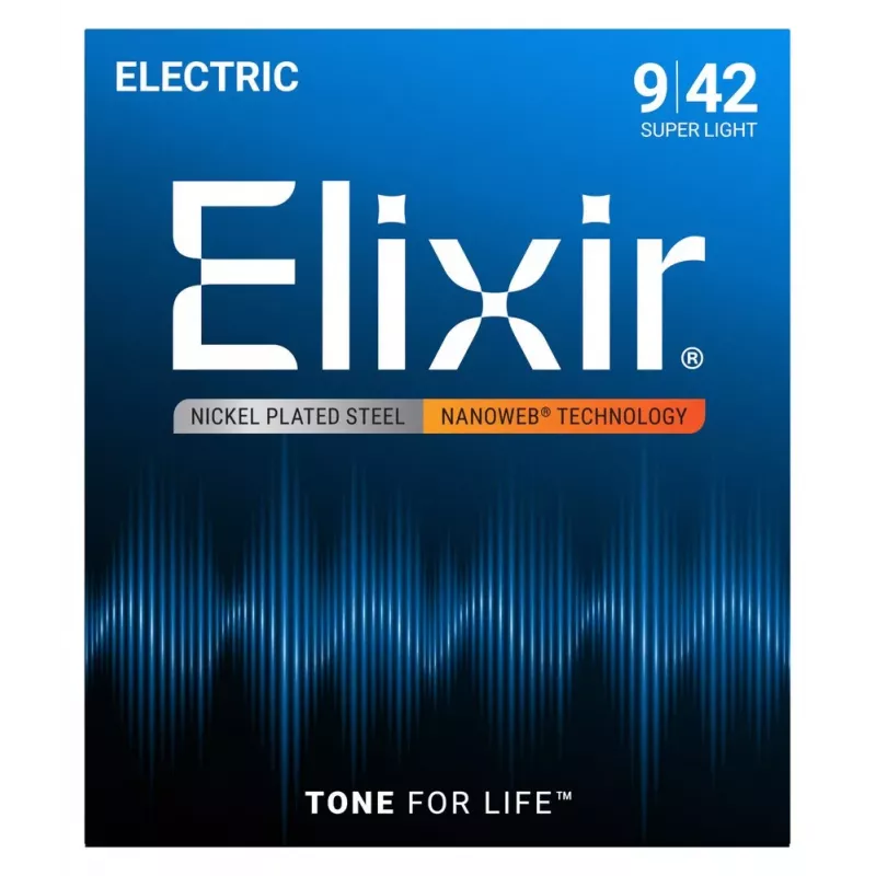 Elixir Strings 12002 Nanoweb sähkökitaran kielet, Super Light .009-.042, 6 kpl:n pakkaus