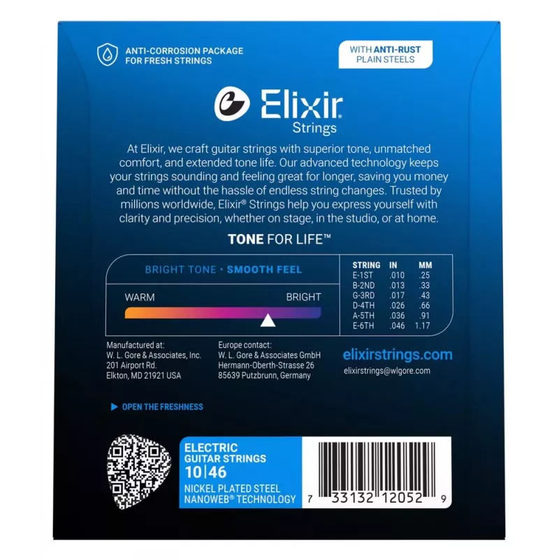 Elixir 12052 Nanoweb Light sähkökitaran kielet (10-46)