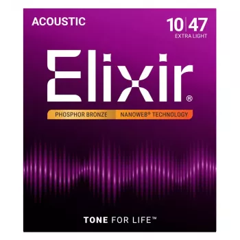 Elixir 16002 NANOWEB Phosphor Bronze Extra Light akustisen kitaran kielet (10-47)