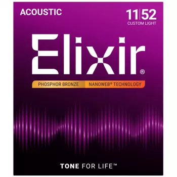 Elixir Strings 16027 Phosphor Bronze Custom Light NANOWEB akustisen kitaran kielet (11-52)