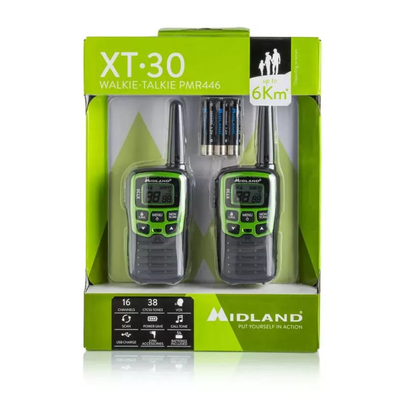 Midland XT30 2x PMR446 -radiopuhelinsarja vihreä