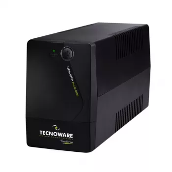 TECNOWARE UPS ERA PLUS 600 SCHUKO line-interactive 600VA/360W, 12V 7Ah akku, 2 Schuko-pistorasiaa, USB, musta