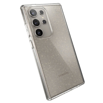 Speck Presidio Lux Glitter -kotelo Samsung Galaxy S24 Ultra (Clear / Gold Glitter)