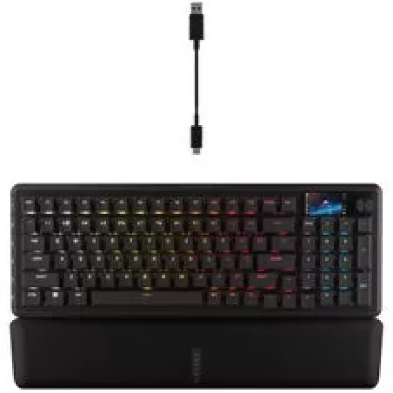 Corsair Vanguard 96 langaton pelinäppäimistö, mekaaninen, RGB, LCD-näyttö, DE-asettelu - musta