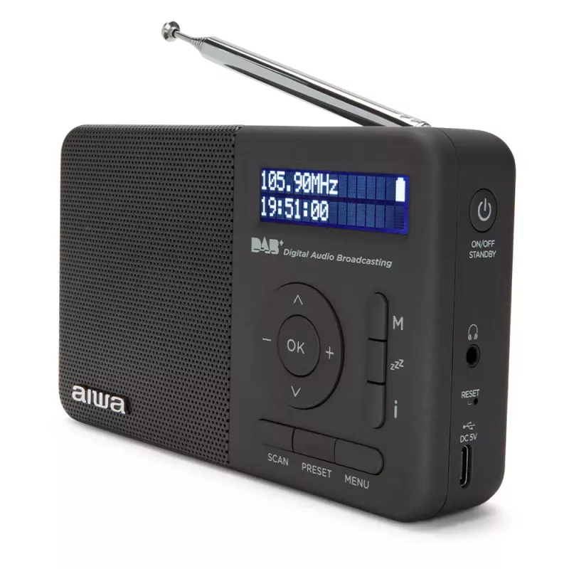 Aiwa RD-40DAB/BK musta DAB+ & FM kannettava radio Bluetoothilla
