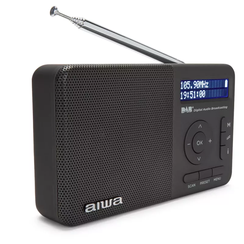 Aiwa RD-40DAB/BK musta DAB+ & FM kannettava radio Bluetoothilla
