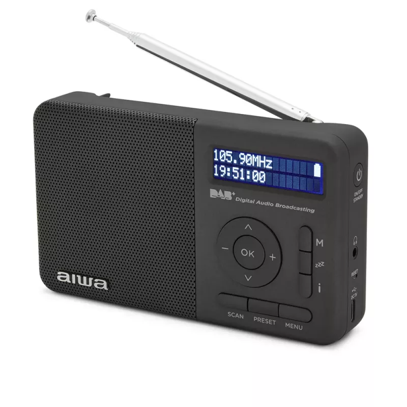 Aiwa RD-40DAB/BK musta DAB+ & FM kannettava radio Bluetoothilla