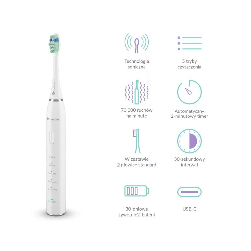 TrueLife SonicBrush Clean30 valkoinen aikuisten äänihammasharja